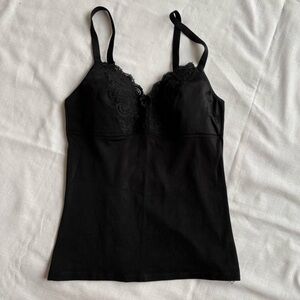 One 2 One Black Lacy Tank Top Shapewear with Built-In Bra Size 34B